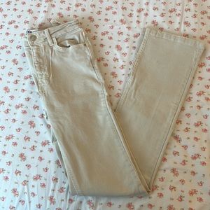 Zara Straight Split Hem Jean Full length in Beige